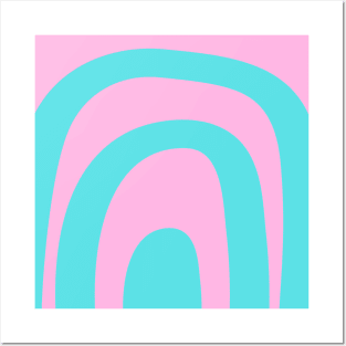 Boho baby blue and pink rainbow pattern Posters and Art